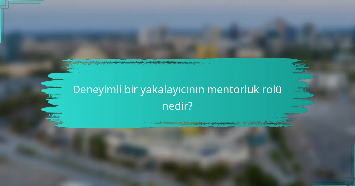Deneyimli bir yakalayıcının mentorluk rolü nedir?